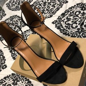 Black suede 3” Heels with Straps around ankles